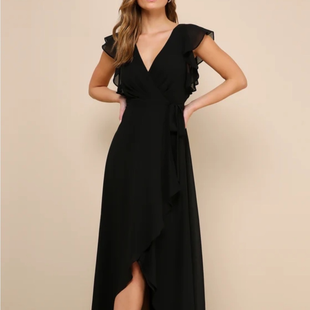 Lulu's Black Maxi Wrap Dress